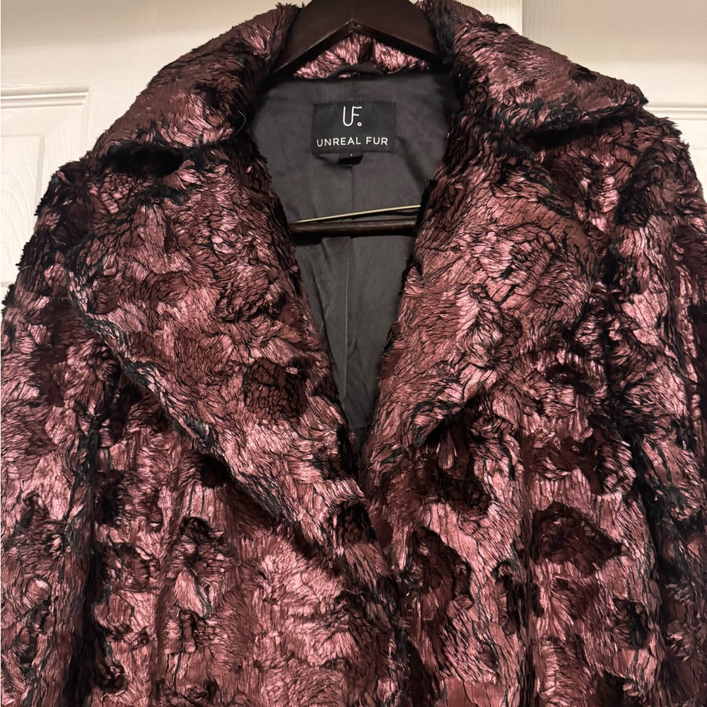 Unreal Fur Women's Plush Textured Jacket - Deep Burgundy - Picture 3 of 4